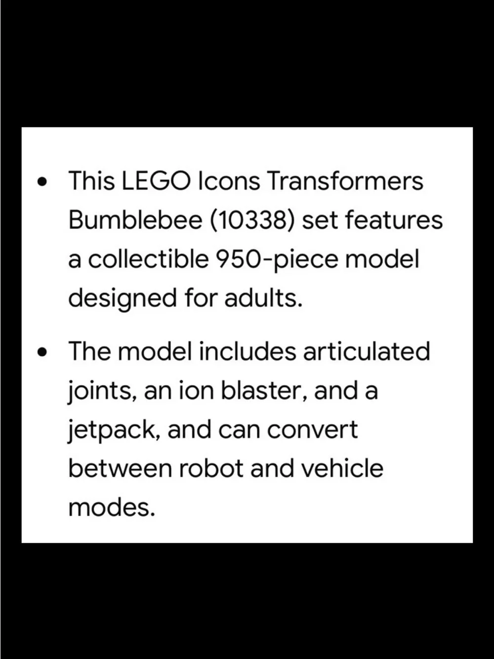 Lego transformers bumblebee